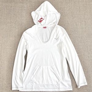Puma White Workout Hoodie Long Sleeve T-Shirt